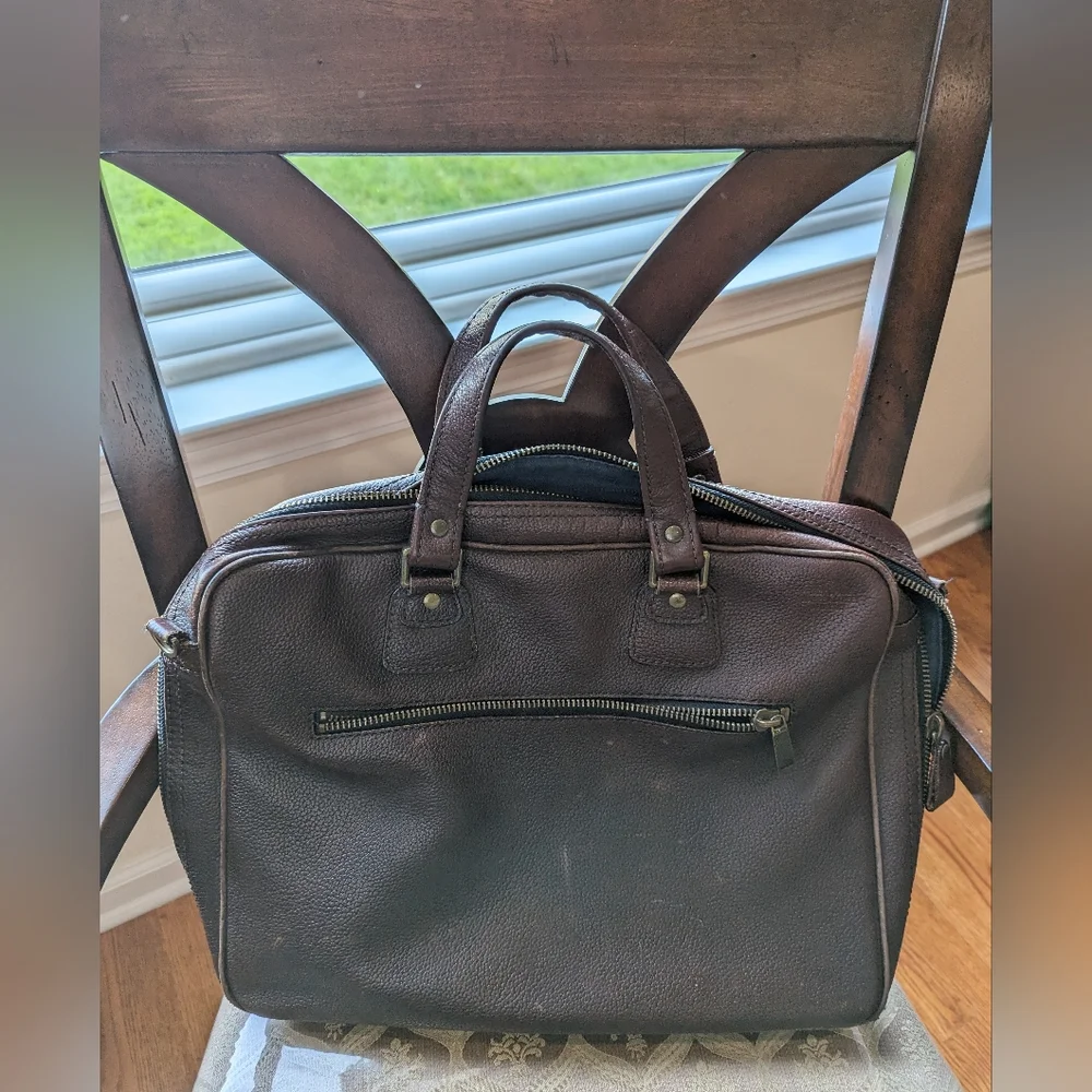 Jack Spade pebble leather brown briefcase with laptop pocket. 16